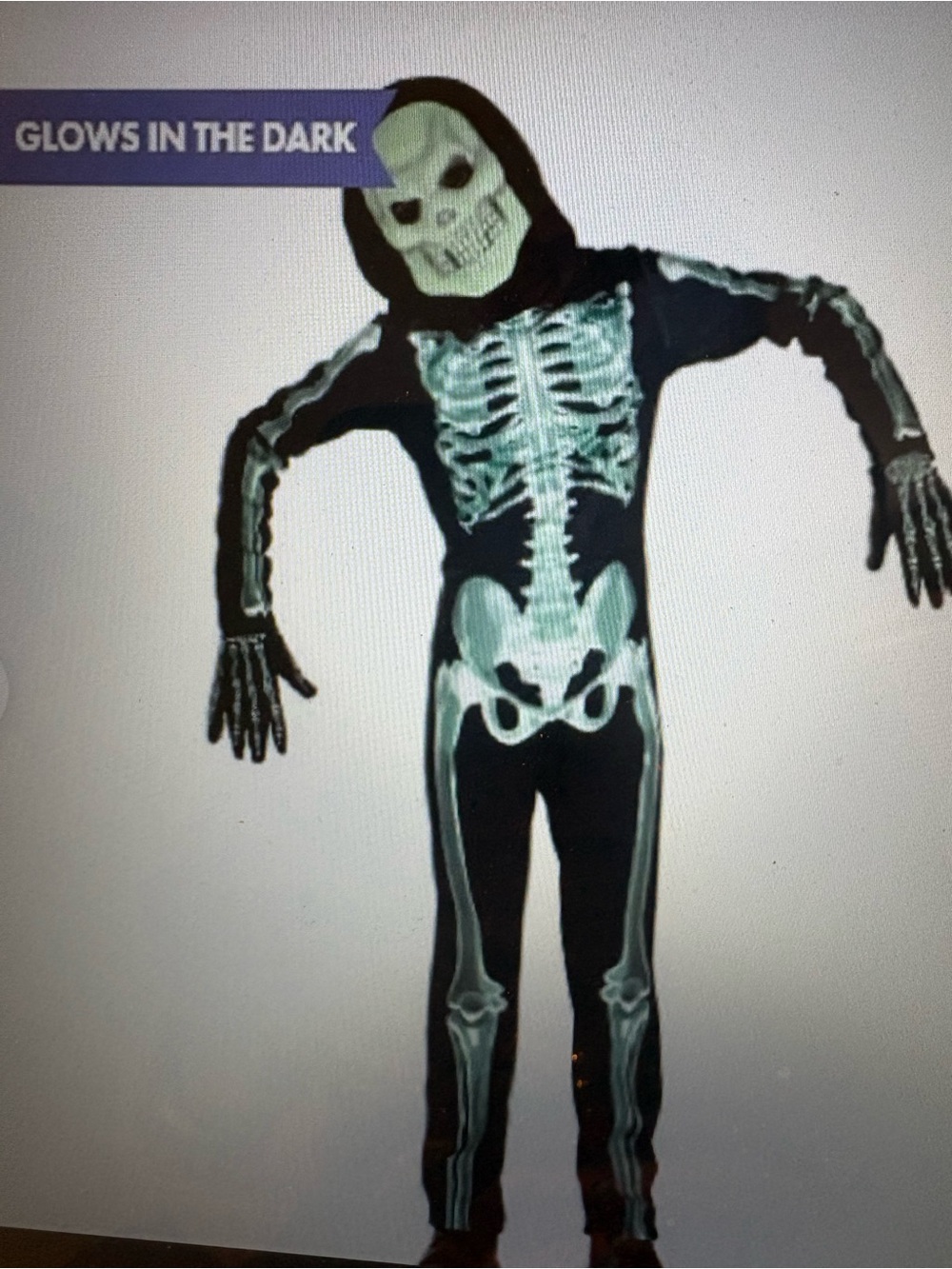 NWT ​X-Ray Skeleton  Child/Teen Glow in the Dark Halloween Costume Sz: 12-14